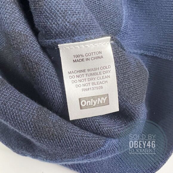 Only NY Collared 1/4 Zip Pullover Sweater Blue Cheetah Print Sz Medium - Picture 3 of 4